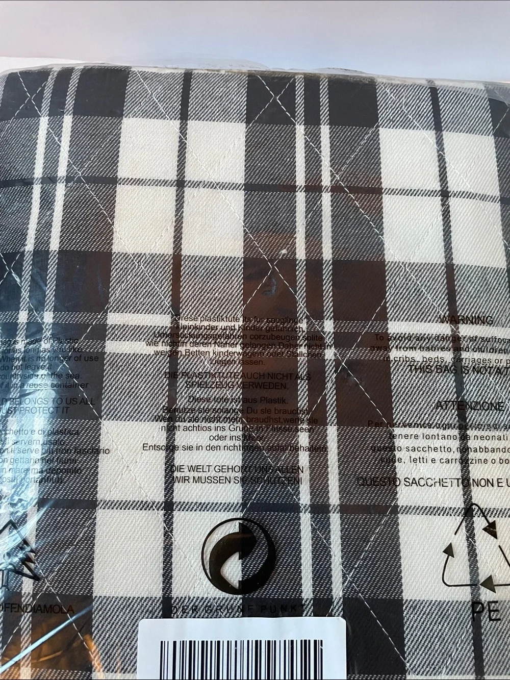 NWT Incontinence Bed Pad - Black & White Plaid. Kids, Adults, Pets.